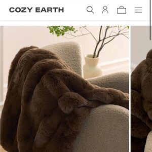 Cozy Earth brown Faux Fur Throw Blanket channel